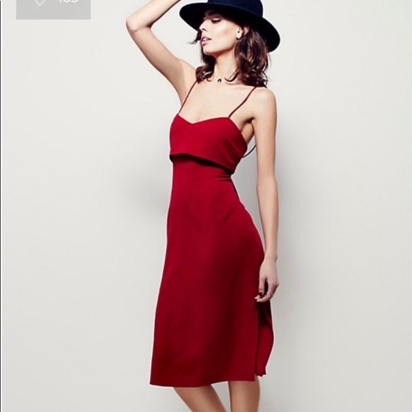 free people red midi dress